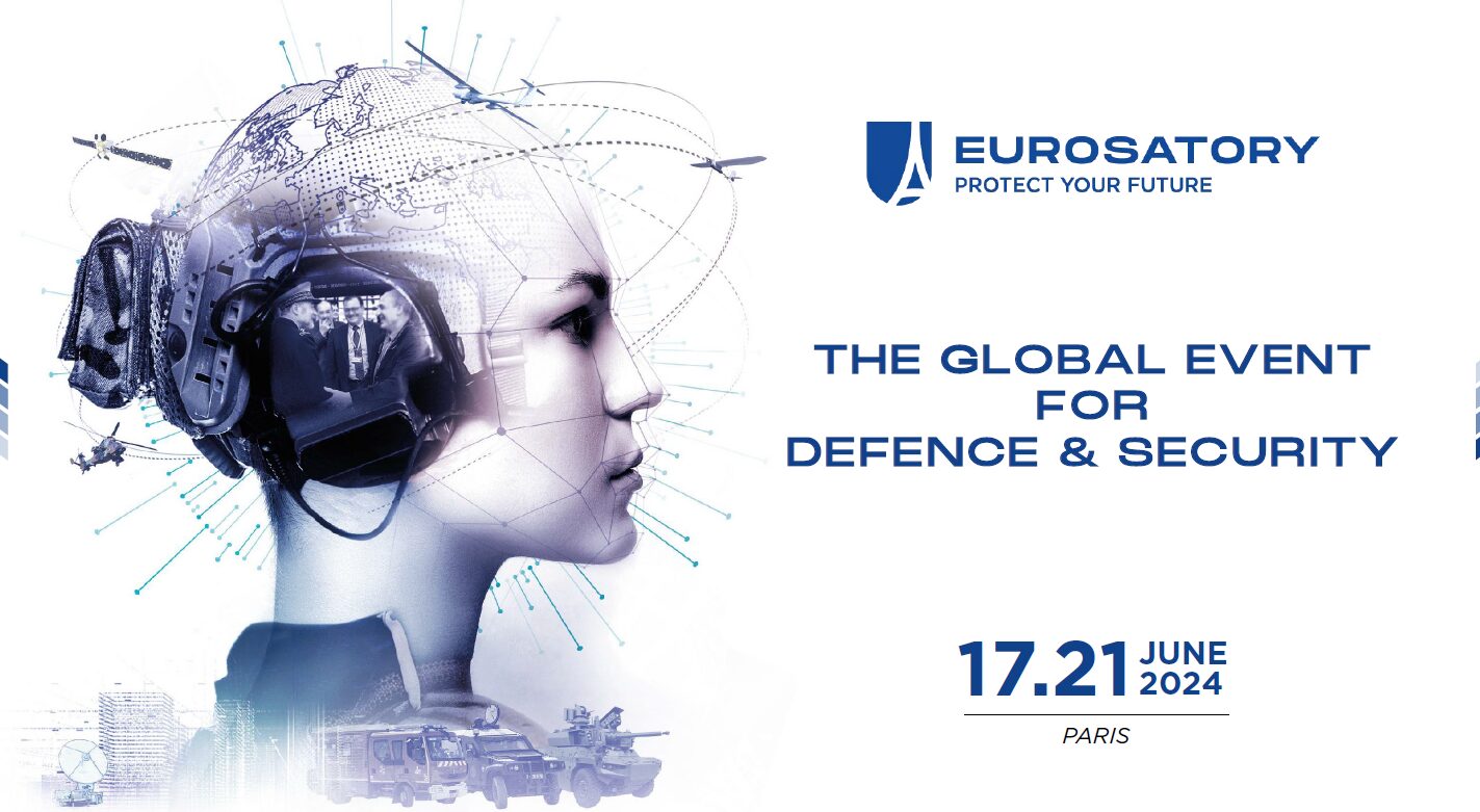 Affiche pour Eurosatory 2024, événement mondial de Solutech Industries.